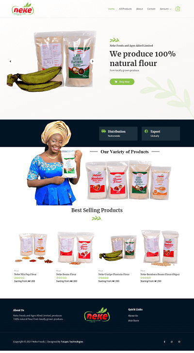 Neke Foods - Our Client's Website